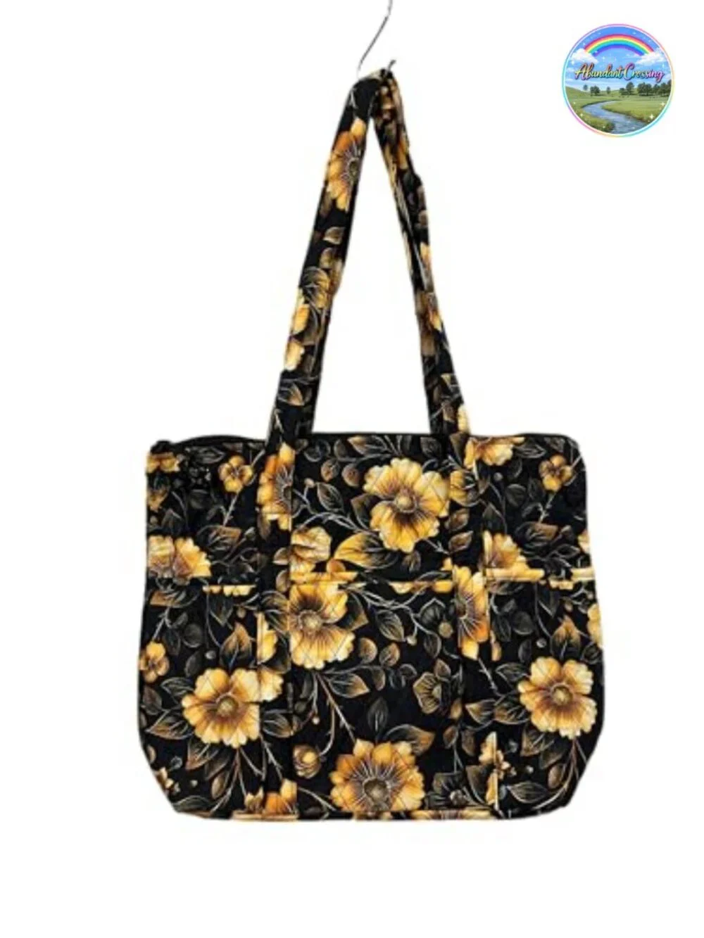Quilted Tote Bag with 10 Pockets Lightweight Travel Handbag